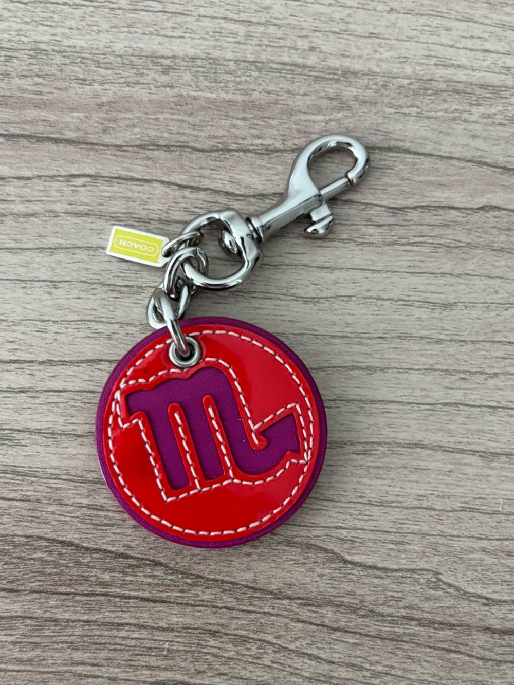 Coach Red and Purple Zodiac Scorpio Leather Key Charm